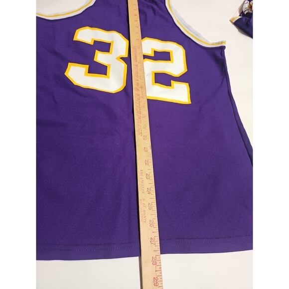 Vintage Magic Johnson 32 Sand Knit LA Lakers Jersey NBA Large - Picture 10 of 10
